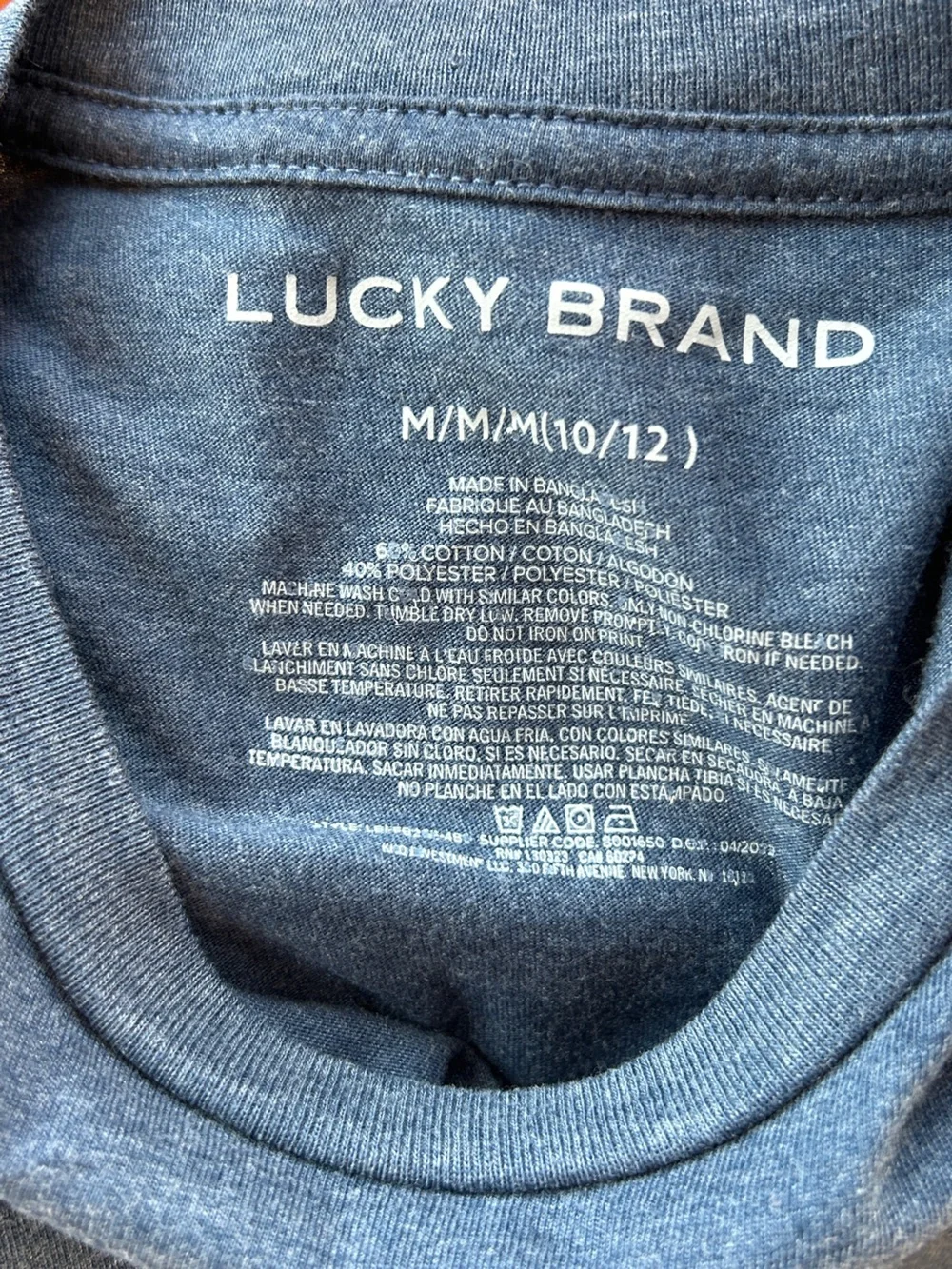Lucky Brand Charcoal Kids Long Sleeve Tee with Orange Sleeve Print